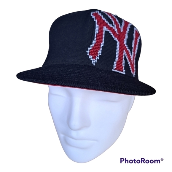 New York Yankees baseball wool 59 fifty New era fitted cap red & black 7 1/4 - Picture 4 of 16